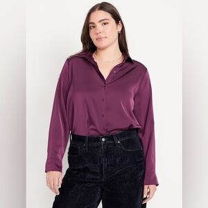 Old navy purple satin button down blouse size 3x